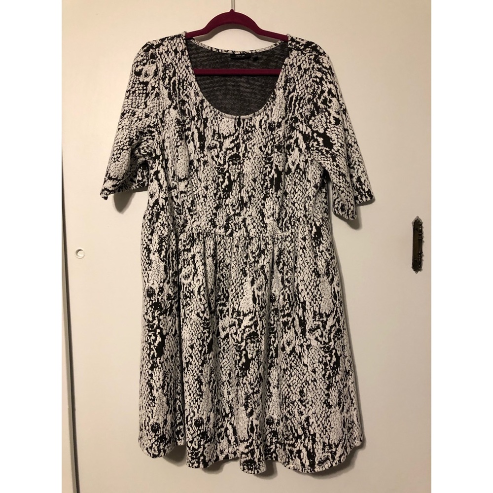 Snakeskin Print Fit and Flare Textured Dress